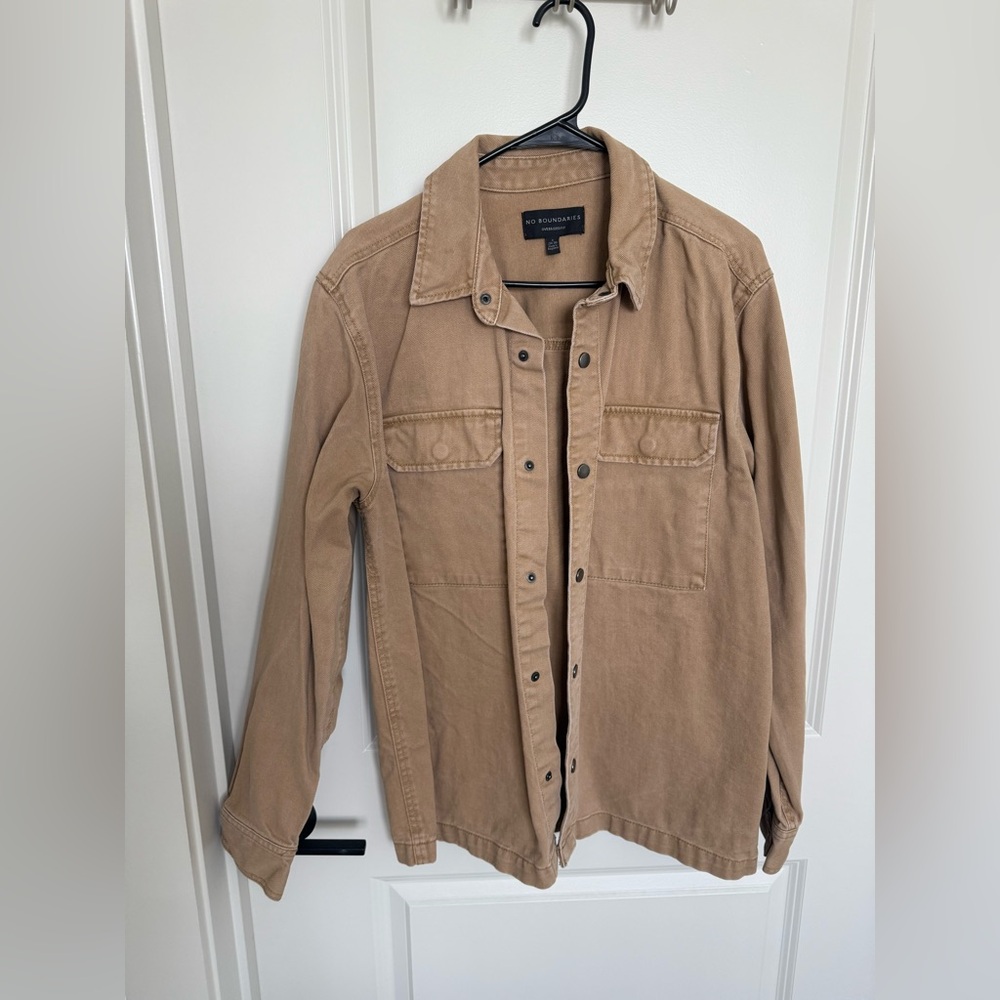 Oversized Tan Lightweight Shirt Jacket